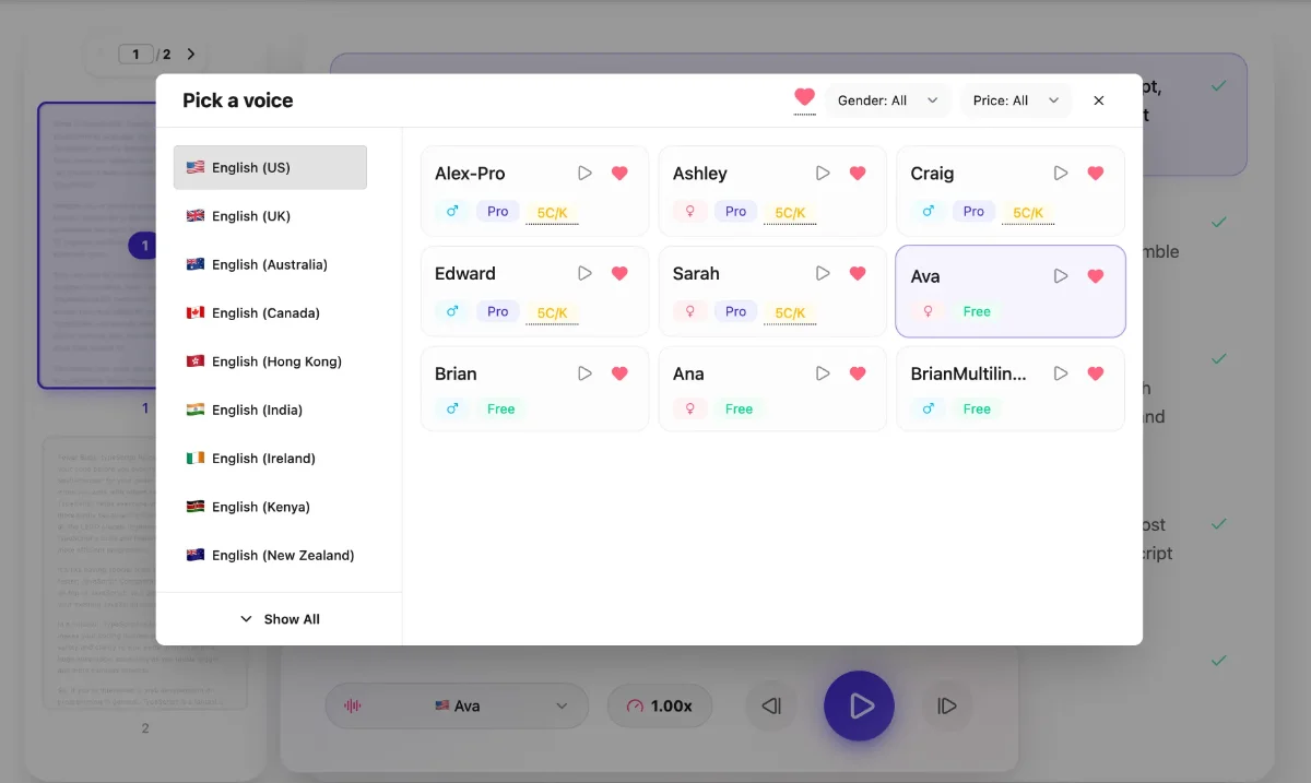 voice selection